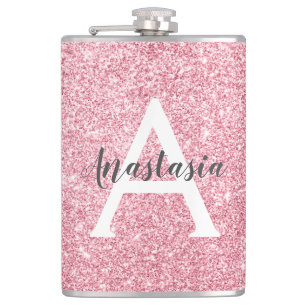 St chic & trendy roségold Glitter Funkeln Monogram Flachmann