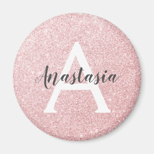 St chic & trendy roségold Glitter Funkeln Monogram Magnet