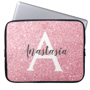St chic & trendy roségold Glitter Funken Monogramm Laptopschutzhülle