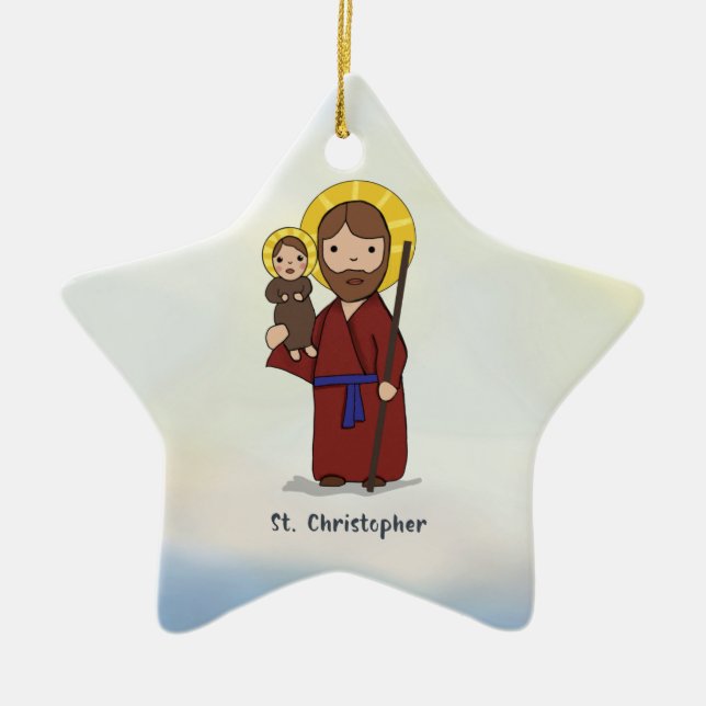 St. Christopher Festtag St. Christopher Keramik Ornament (Vorne)