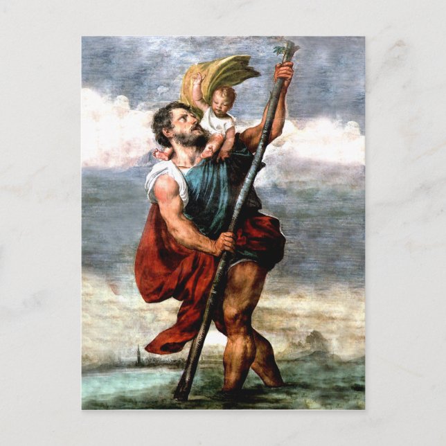 ST. CHRISTOPHER, PATRON SAINT OF REVELERS, POSTKARTE (Vorderseite)