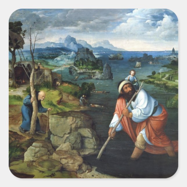 St. Christopher Quadratischer Aufkleber (Vorderseite)