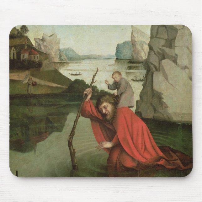 St Christopher, welches das Christus-Kind trägt Mousepad (Vorne)