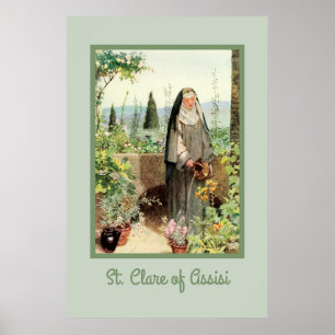 St. Clara von Assisi bewässert Blumen (M 065) Poster