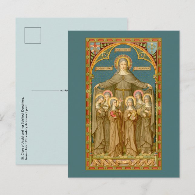 St. Clare of Assisi & Nuns (SAU 027) Postkarte (Vorne/Hinten)
