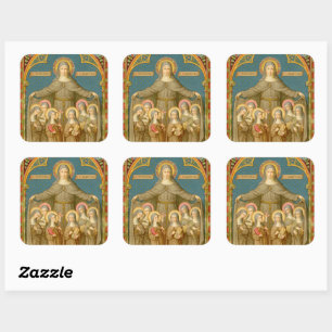 St. Clare of Assisi & Nuns (SAU 027) Quadratischer Aufkleber