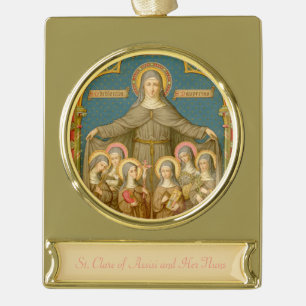 St. Clare of Assisi & Nuns (SAU 27) Banner-Ornament Gold