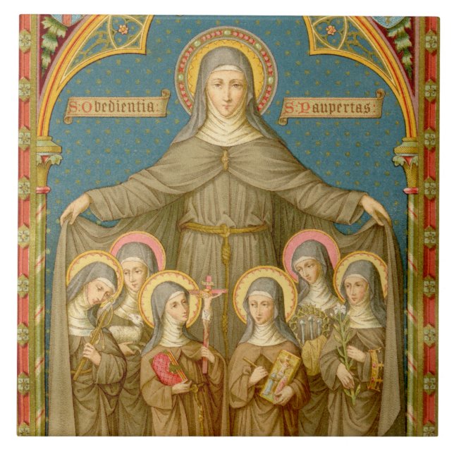 St. Clare of Assisi & Nuns (SAU 27) Keramik Tile 2 Fliese (Vorderseite)