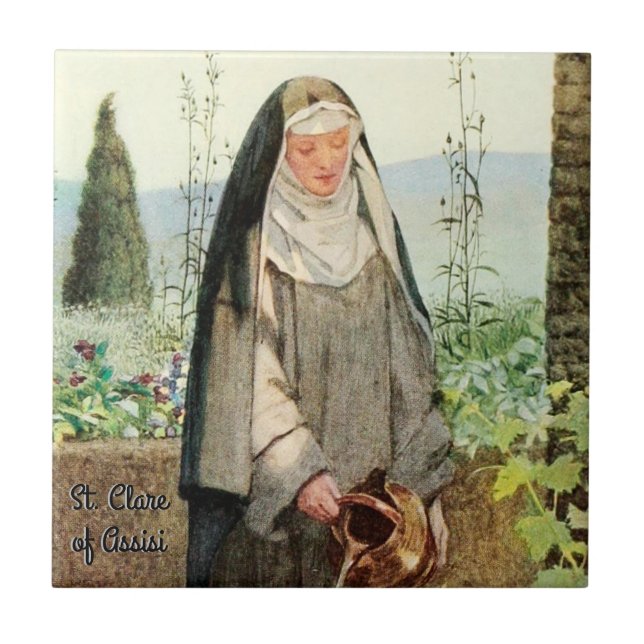 St. Clare of Assisi Watering Blume (M 065) Fliese (Vorderseite)