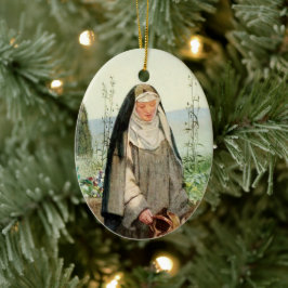 St. Clare of Assisi Watering Blume (M 065) Keramik Ornament