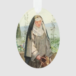 St. Clare of Assisi Watering Blume (M 065; Zitat) Ornament