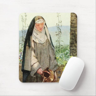 St Clare of Assisi Watering Flowers (M 065) Mousepad
