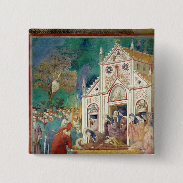 St. Clare umfaßt den Körper von St Francis Button (Vorderseite)