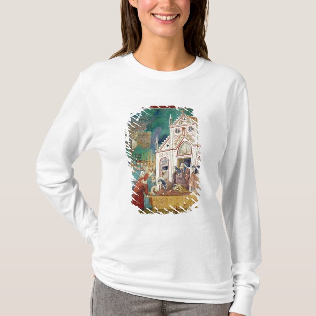 St. Clare umfaßt den Körper von St Francis T-Shirt (Vorderseite)