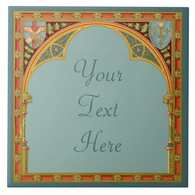 St. Clare's Trefoil Arch (SAU 27) Keramik Tile 3 Fliese (Vorderseite)