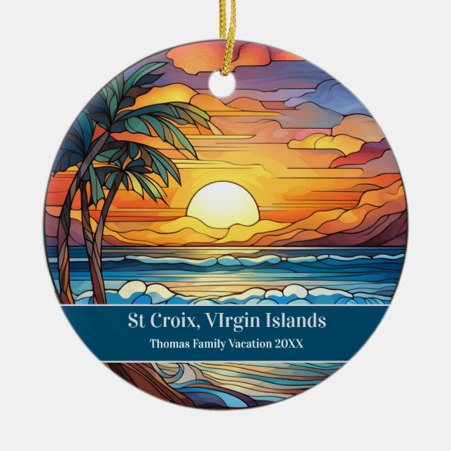 St Croix Beach Vacation Keramik Ornament (Vorne)