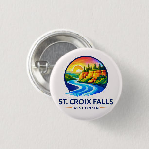 St. Croix Falls Wisconsin Scenic River & Klippen  Button