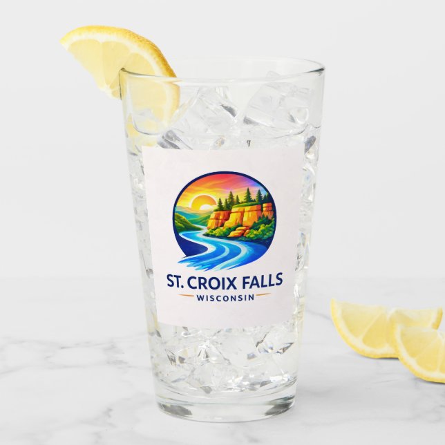 St. Croix Falls Wisconsin Scenic River & Klippen  Glas (Vorderseite Ice)