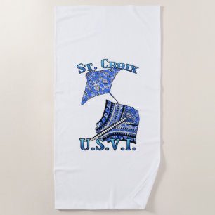 St Croix U. V.I. Vacation Tribal Stingray Ocean Strandtuch