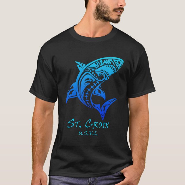 St Croix Usvi Tribal Shark Vacation T-Shirt (Vorderseite)