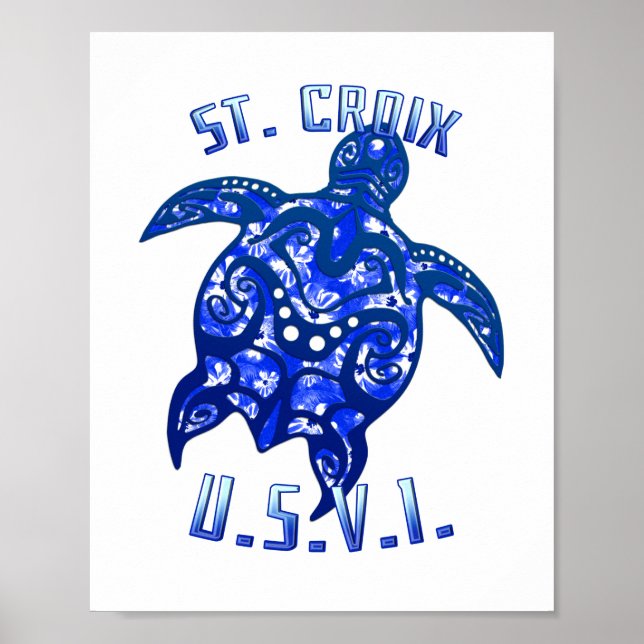 St Croix USVI Vacation Tribal Turtle Poster (Vorne)
