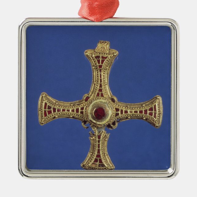 St Cuthbert Kreuz Silbernes Ornament (Vorne)
