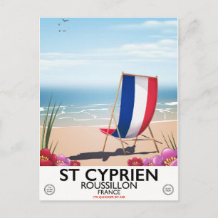 St Cyprien, Roussillon Frankreich Reiseplakat Postkarte