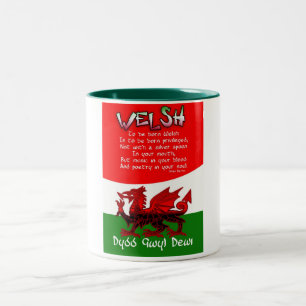 St David Tageskarte mit Poesie durch Bryan Harris Zweifarbige Tasse