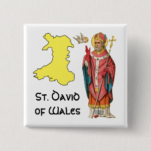 St. David von Wales (P 001) mit Umrisskarte Button