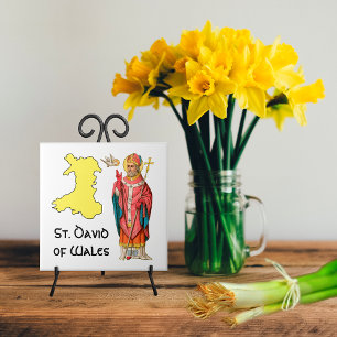 St. David von Wales (P 001) mit Umrisskarte Fliese