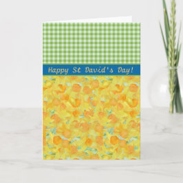 St David's Day Card, Golden Daffodils und Gingham Karte