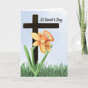St Davids Day Narzisse über Kreuz Karte
