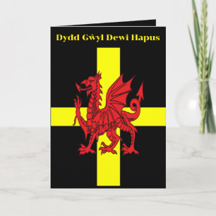 St Davids Kreuz und walisischer Drache Heraldik-De Karte