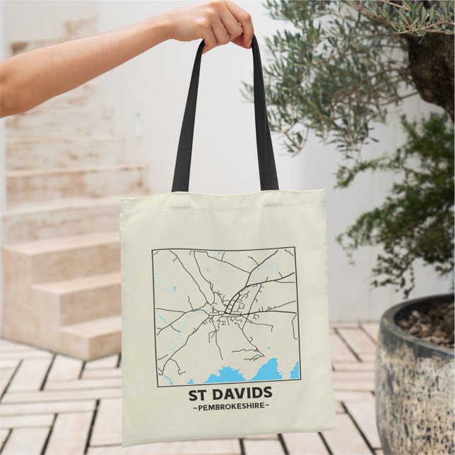 St Davids, Pembrokeshire City Map Tote Bag Tragetasche (Von Creator hochgeladen)