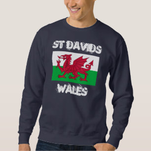 St Davids, Wales mit walisischer Flagge Sweatshirt