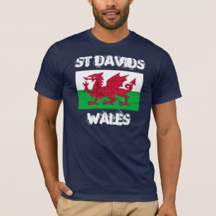 St Davids, Wales mit walisischer Flagge T-Shirt