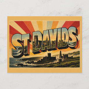 St Davids Wales Vintage Reise Kunst Postkarte