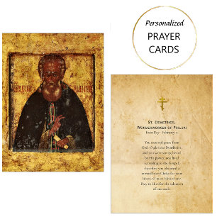 St. Demetrios, Wonderworker of Priluki Prayer Card Platzkarte