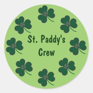St. Die Crew-Kleeblätter des Paddys Runder Aufkleber