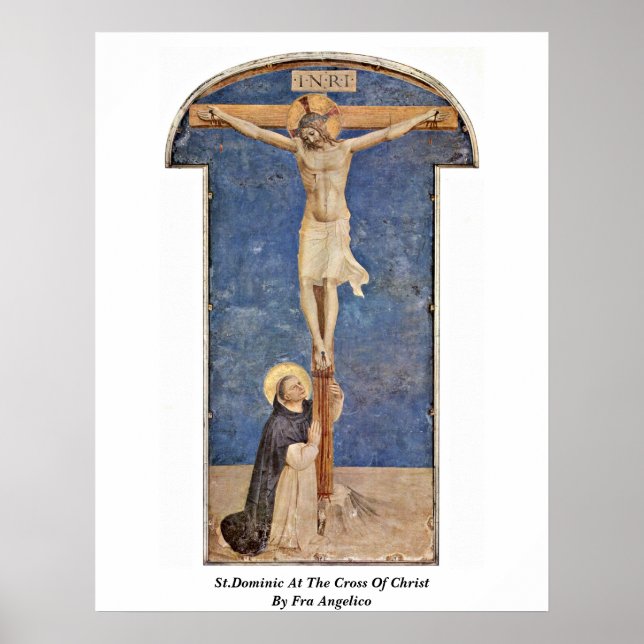 St.Dominic am Kreuz Christi von Fra Angelico Poster (Vorne)