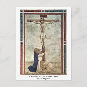 St.Dominic am Kreuz Christi von Fra Angelico Postkarte