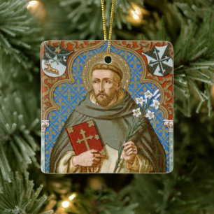 St. Dominic de Guzman (BK 011) Quadratisch Blau Keramikornament