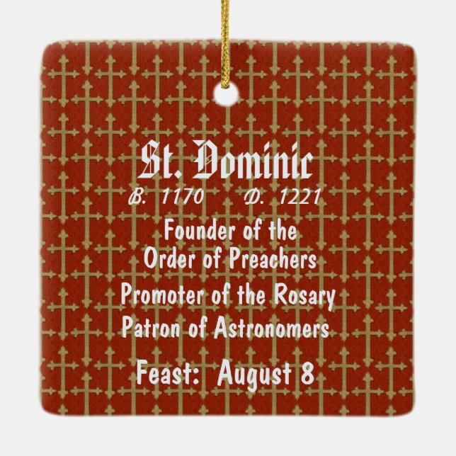 St. Dominic de Guzman (BK 011) Sq. Rot Keramikornament (Rückseite)