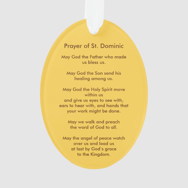 St. Dominic de Guzman (PM 02) Acryl Ornament (Rückseite)