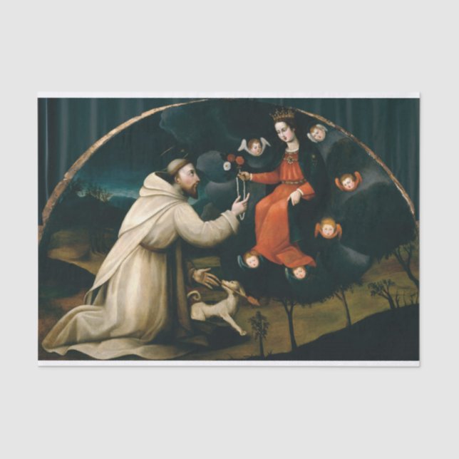 St. Dominic erhält Rosenkranz von Plautilla Nelli Seidenpapier (Vorderseite)