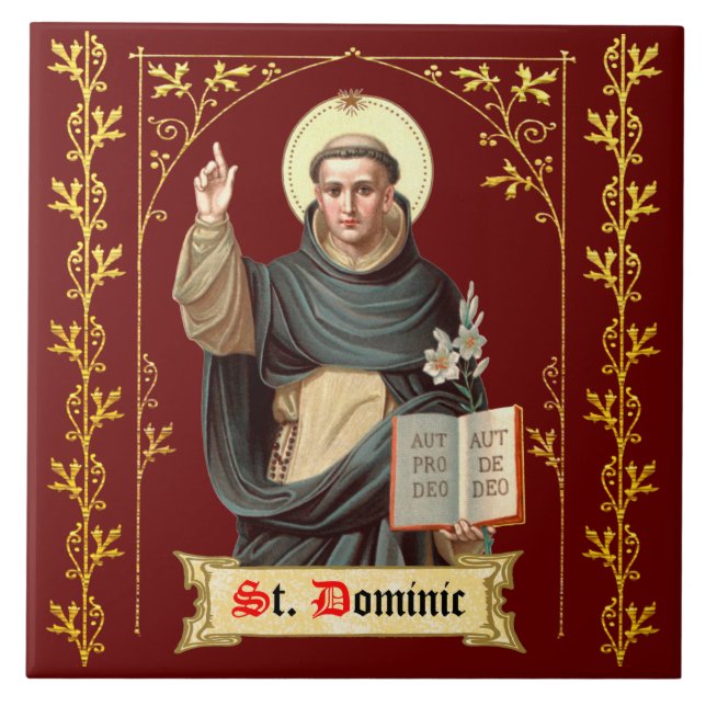 St. Dominikus predigend (BEN 002) Fliese (Vorderseite)