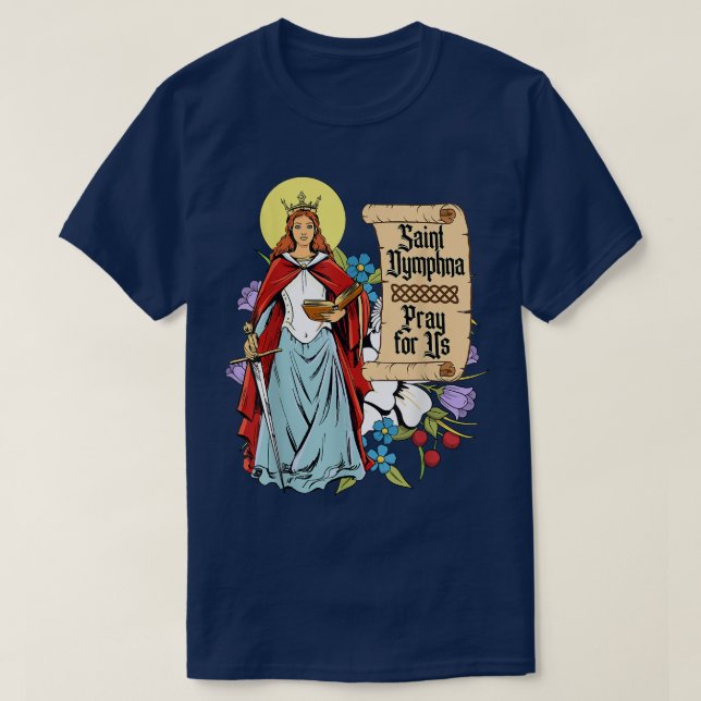 St Dymphna Purity Lily Patron San Mental Health T-Shirt (Design vorne)