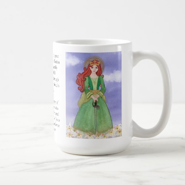 St. Dymphna Watercolor Gebet Tea Kaffeetasse (Rechts)