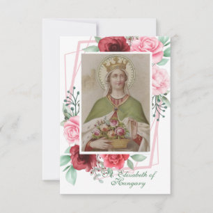 St. Elisabeth von Ungarn Prayer Card Vintage Rose Dankeskarte