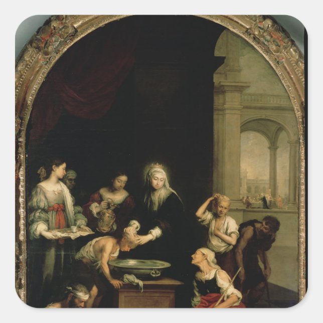 St. Elisabeth von Ungarn Quadratischer Aufkleber (Vorderseite)